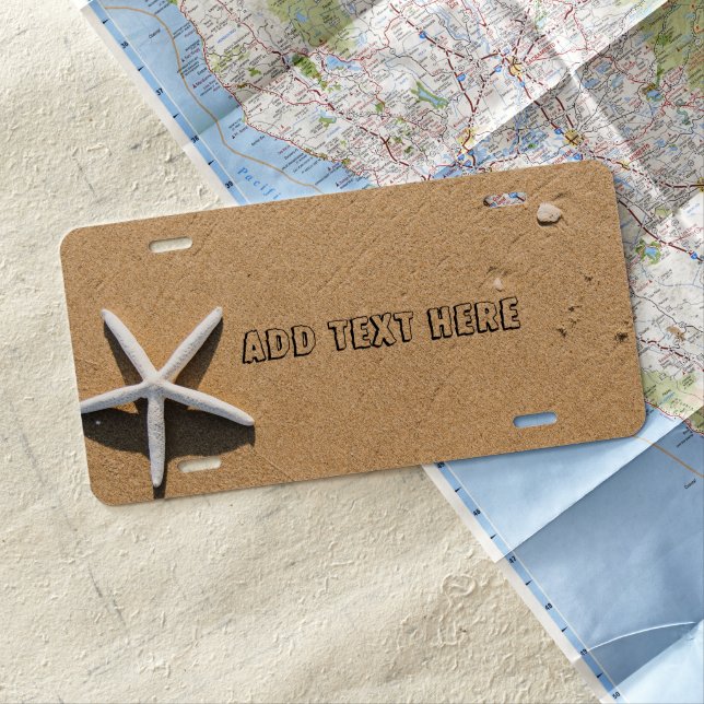 Starfish on Sandy Beach License Plate (In Situ)