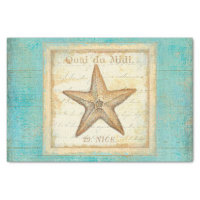 Starfish on Teal Wood Tissue Paper