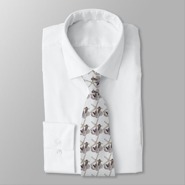 starfish on the beach neck tie (Tied)