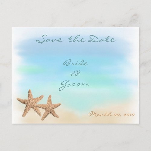 Starfish on the Beach Save the Date Postcards