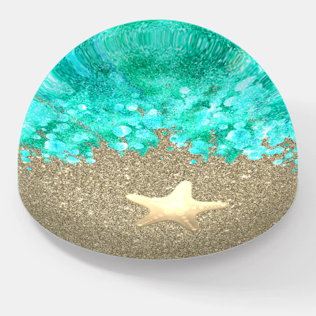 Starfish on the beach shoreline ocean and sand paperweight | Zazzle