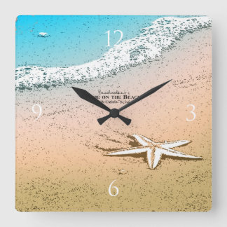 Starfish on the Beach Square Wall Clock