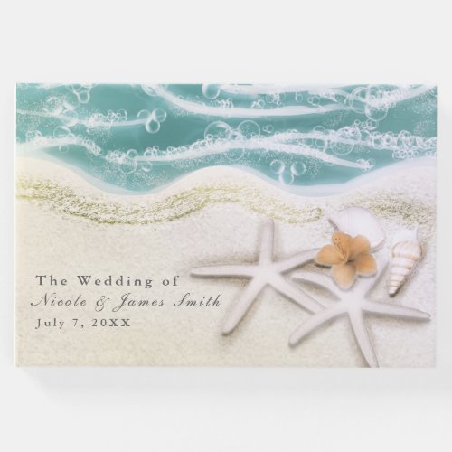 Starfish on the Beach Teal Sea Tropical Wedding Guest Book