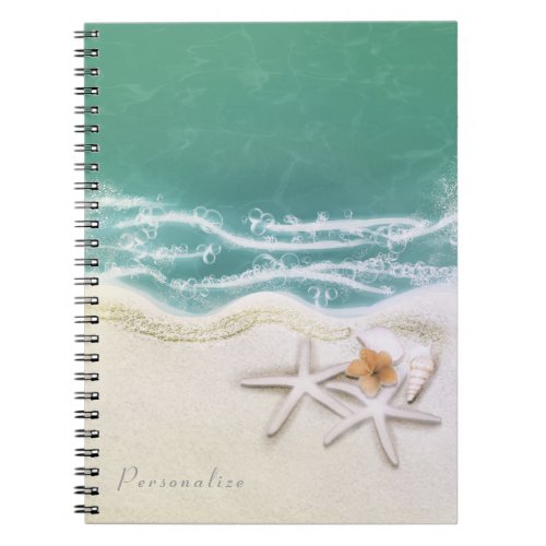 Starfish on the Beach Teal Sea Water Elegant Notebook