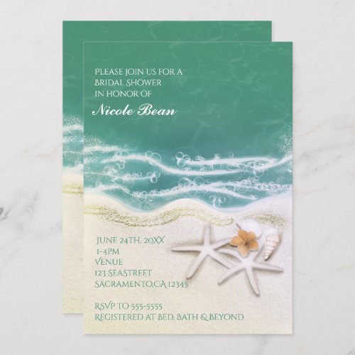 Starfish on the Beach Teal Sea Water Invitations