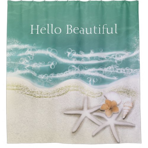 Starfish on the Beach Teal Sea Water Tropical Shower Curtain