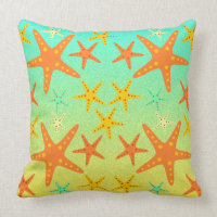 Starfish on the beach throw pillow
