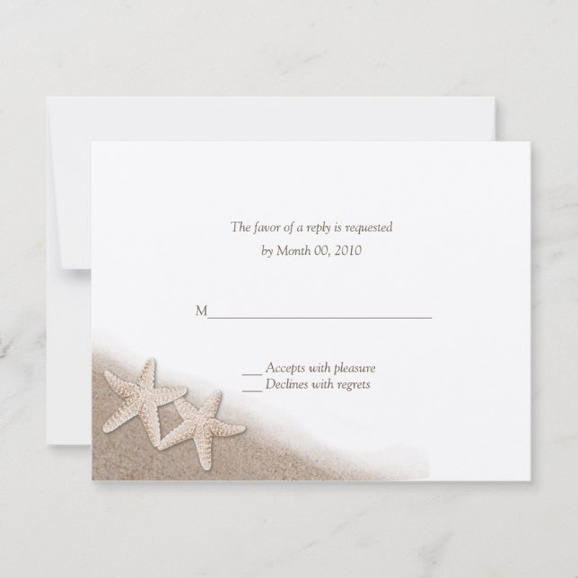 Starfish on the Beach Wedding RSVP Cards (Front)