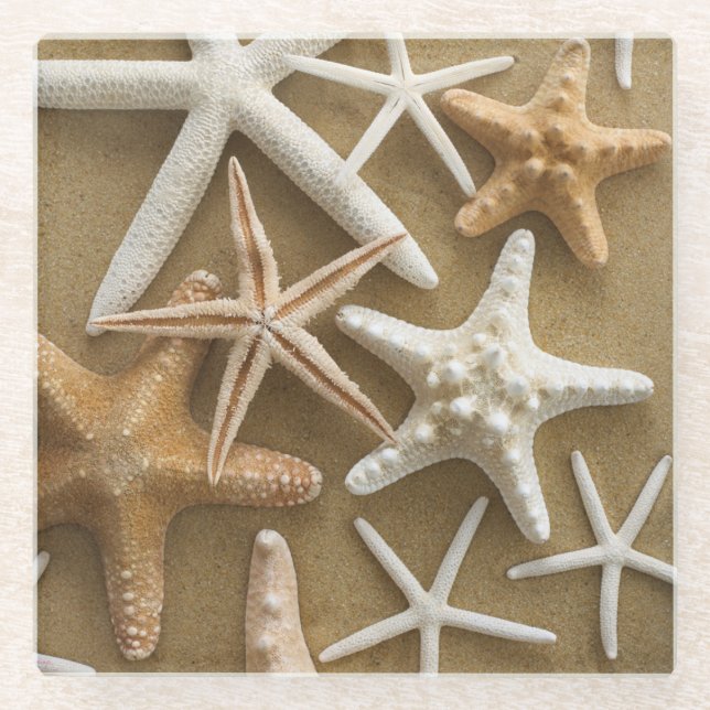 Starfish On The Sand Glass Coaster (Front)