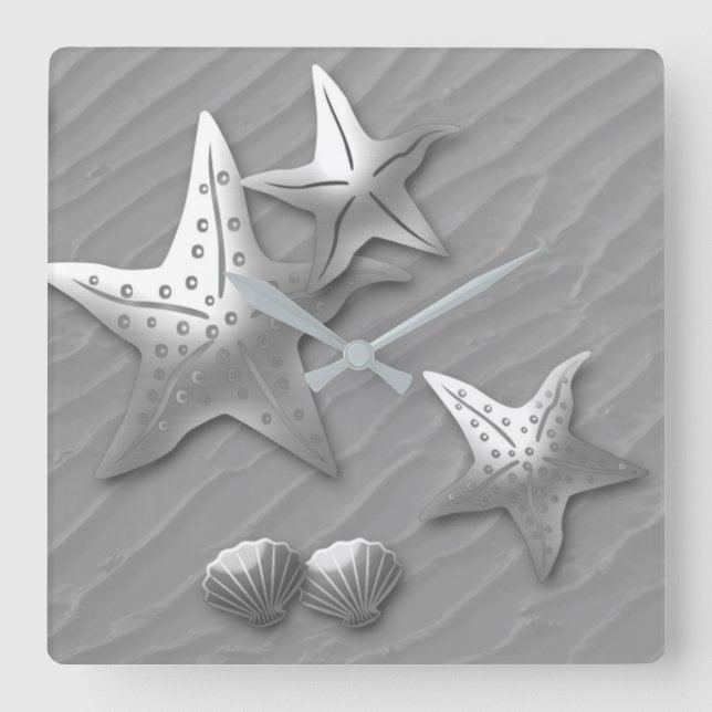 STARFISH ON THE SEA, FAUX RELIEF LARGE CLOCK (Front)