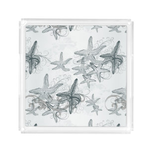 Starfish On The Sea Pattern Acrylic Tray
