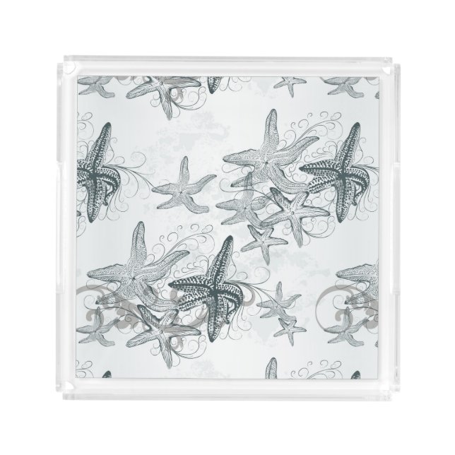 Starfish On The Sea Pattern Acrylic Tray (Front)