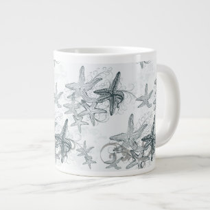 Starfish On The Sea Pattern Large Coffee Mug