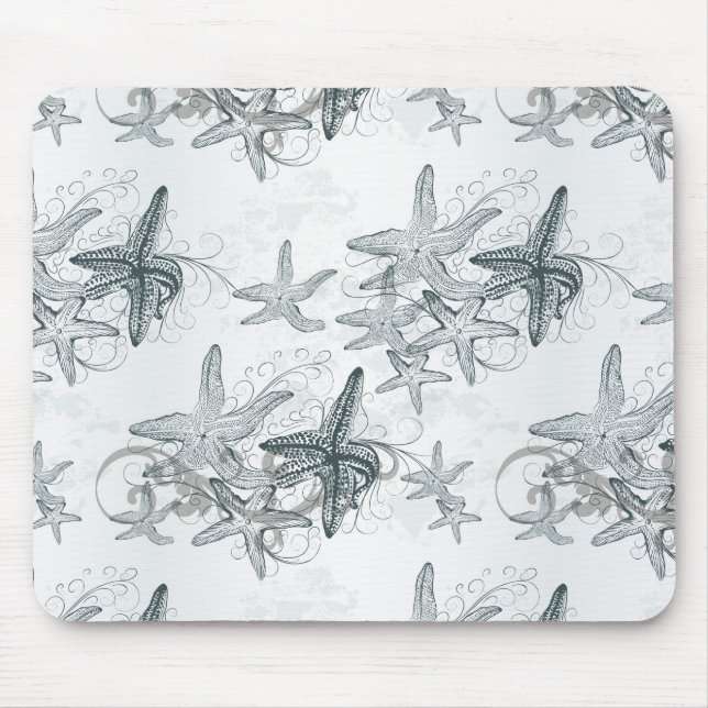 Starfish On The Sea Pattern Mouse Pad (Front)
