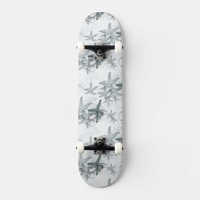 Starfish On The Sea Pattern Skateboard Deck (Front)