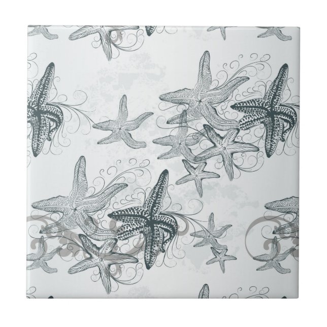 Starfish On The Sea Pattern Tile (Front)