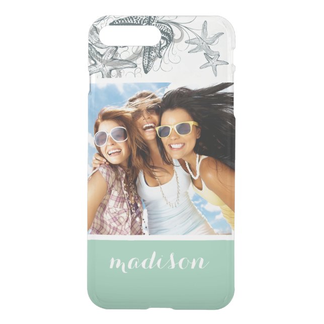 Starfish On The Sea Pattern | Your Photo & Name Uncommon iPhone Case (Back)