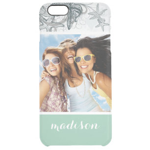 Starfish On The Sea Pattern Your Photo & Name Clear iPhone 6 Plus Case
