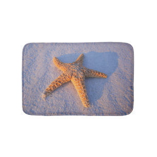 Starfish On White Sand Bathroom Mat