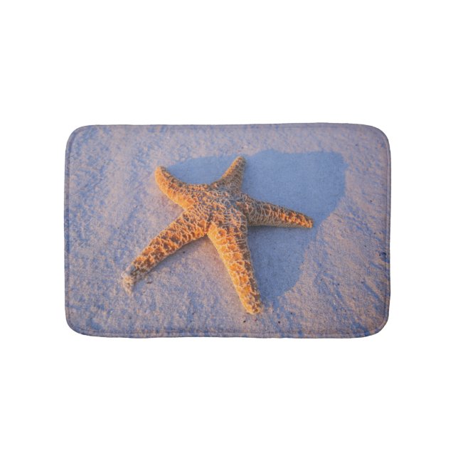 Starfish On White Sand Bathroom Mat (Front)