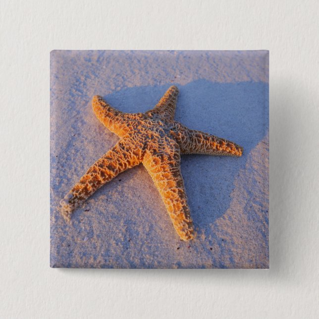 Starfish On White Sand Button (Front)