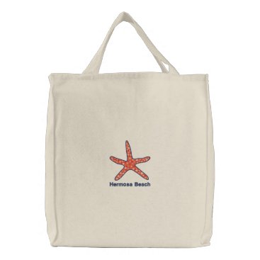 Starfish Orange Personalized Beach Embroidered Tote Bag
