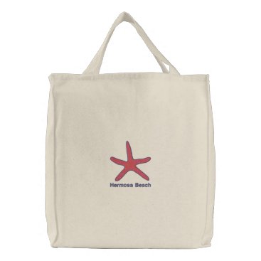 Starfish Orange Personalized Beach Embroidered Tote Bag