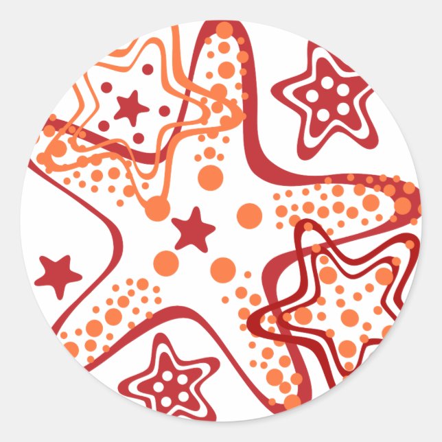 Starfish ornament classic round sticker (Front)