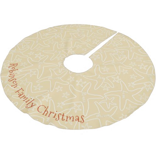 Starfish Outline Pattern Family Christmas Brushed Polyester Tree Skirt
