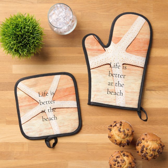 Starfish Oven Mitt & Pot Holder Set (Top Down)