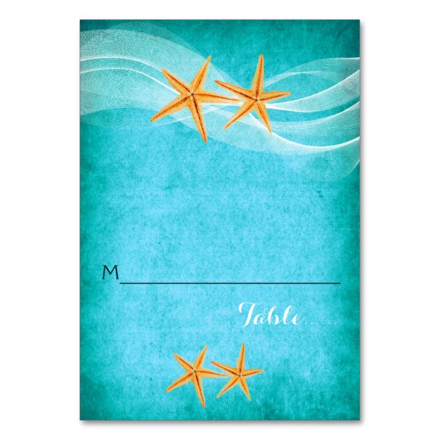 Starfish Pair And Veil Beach Wedding Place Card
