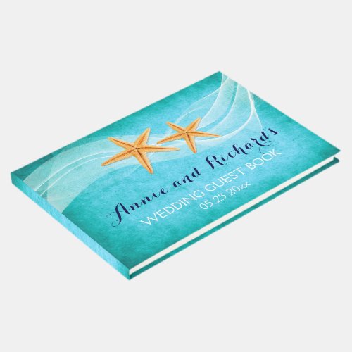 Starfish pair beach wedding guest book