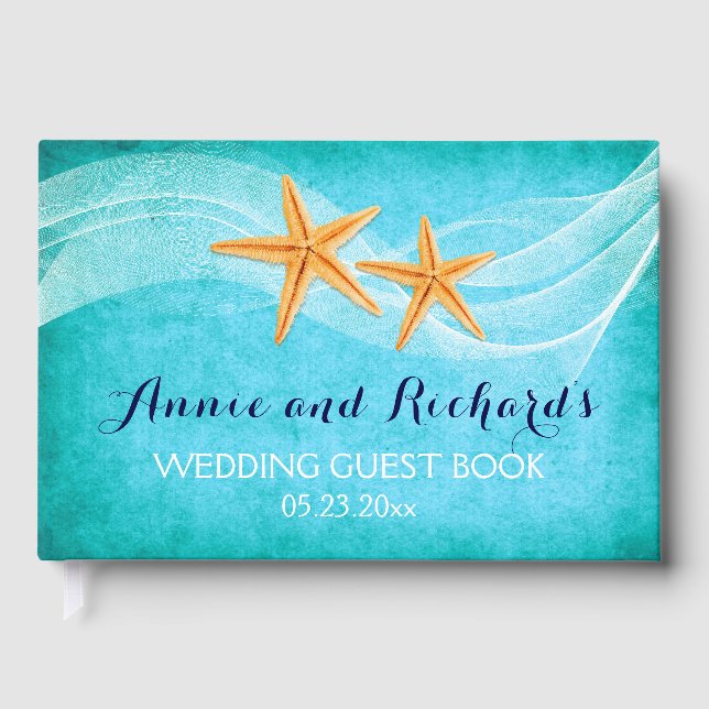 Starfish pair beach wedding guest book (Front)