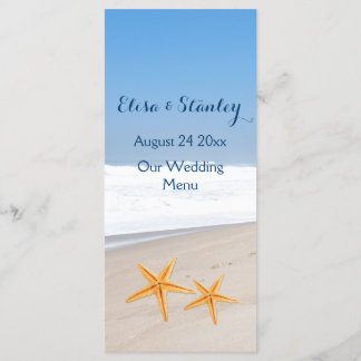 Starfish pair destination beach wedding menu