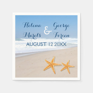 Starfish pair destination summer beach wedding paper napkins