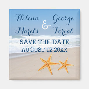 Starfish pair modern beach wedding Save the Date Magnet