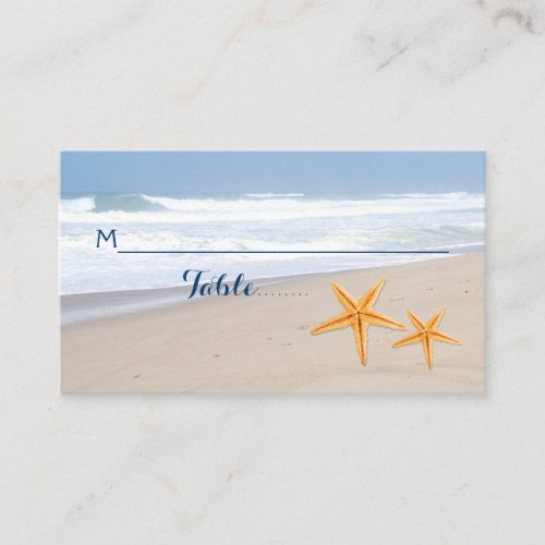 Starfish pair summer beach wedding escort card