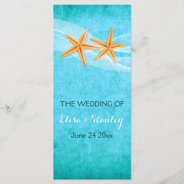 Starfish pair & veil beach wedding program (Front)