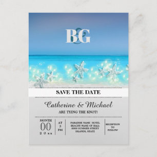 Starfish paradise blue waters tropical save date announcement postcard