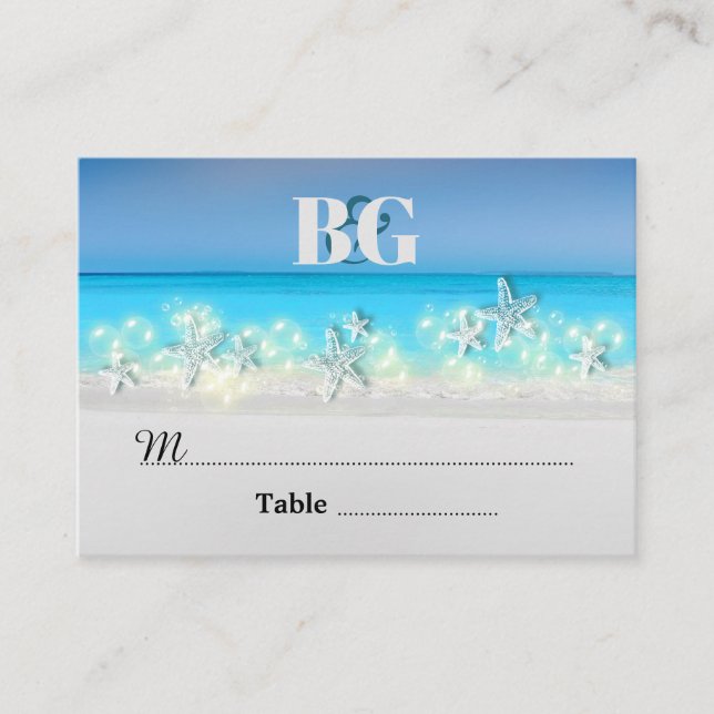 Starfish paradise blue waters tropical table no place card (Front)