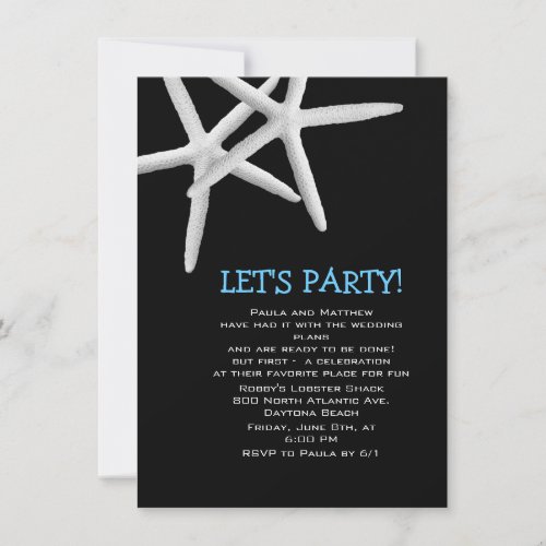 Starfish Party Fun Rehearsal Dinner Invitation