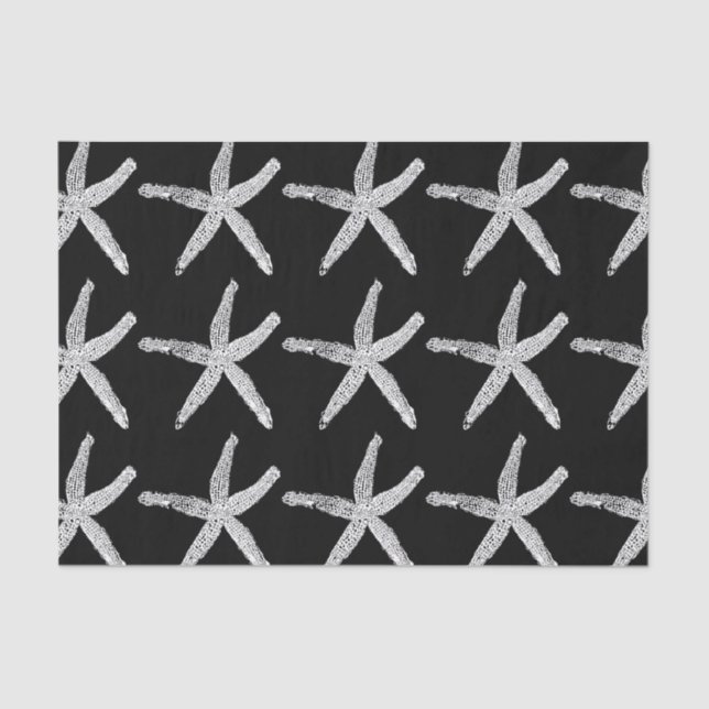 Starfish Pattern Beach Christmas Black White Cool Tissue Paper (Front)