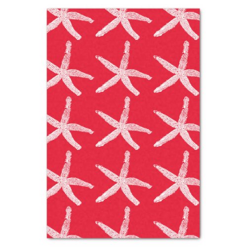 Starfish Pattern Beach Christmas Red White 2020 Tissue Paper
