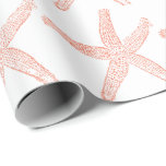 Starfish Pattern Beach Coastal Coral Pink Orange Wrapping Paper<br><div class="desc">Printed with cute starfish patterns in white background! You may change the color of the starfish by changing the background color as you like.</div>