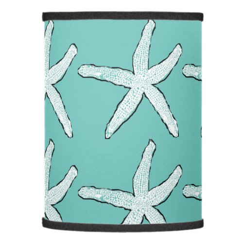 Starfish Pattern Beach Coastal Teal Blue Christmas Lamp Shade