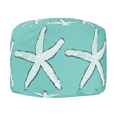 Starfish Pattern Beach Coastal Teal Blue Cute Gift Pouf