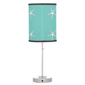 Starfish Pattern Beach Coastal Teal Blue Nautical  Table Lamp (Back)
