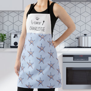 Starfish Pattern Beach Marine Custom Name Apron
