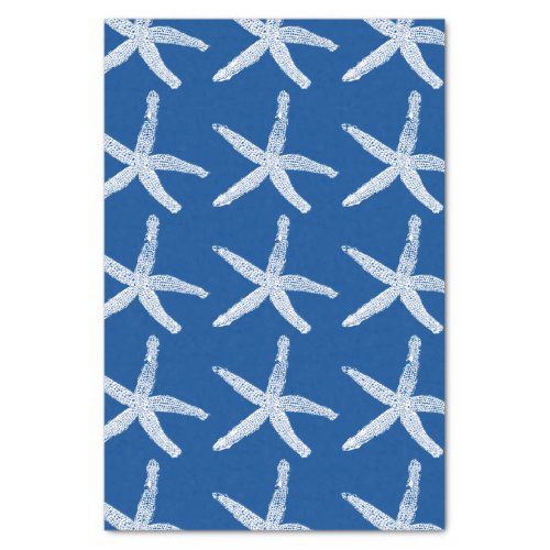 Starfish Pattern Beach Nautical Coastal Navy Blue Tissue Paper