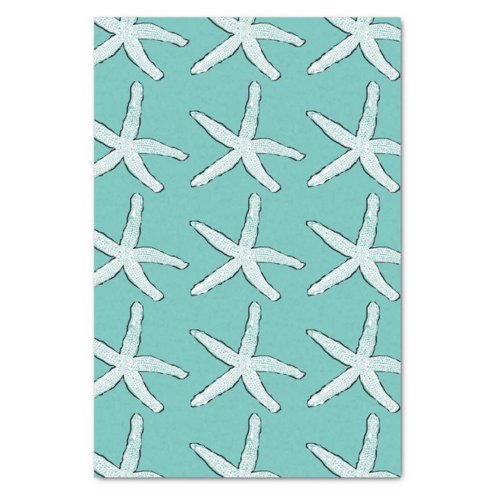 Starfish Pattern Beach Nautical Coastal Teal Blue Tissue Paper | Zazzle.com